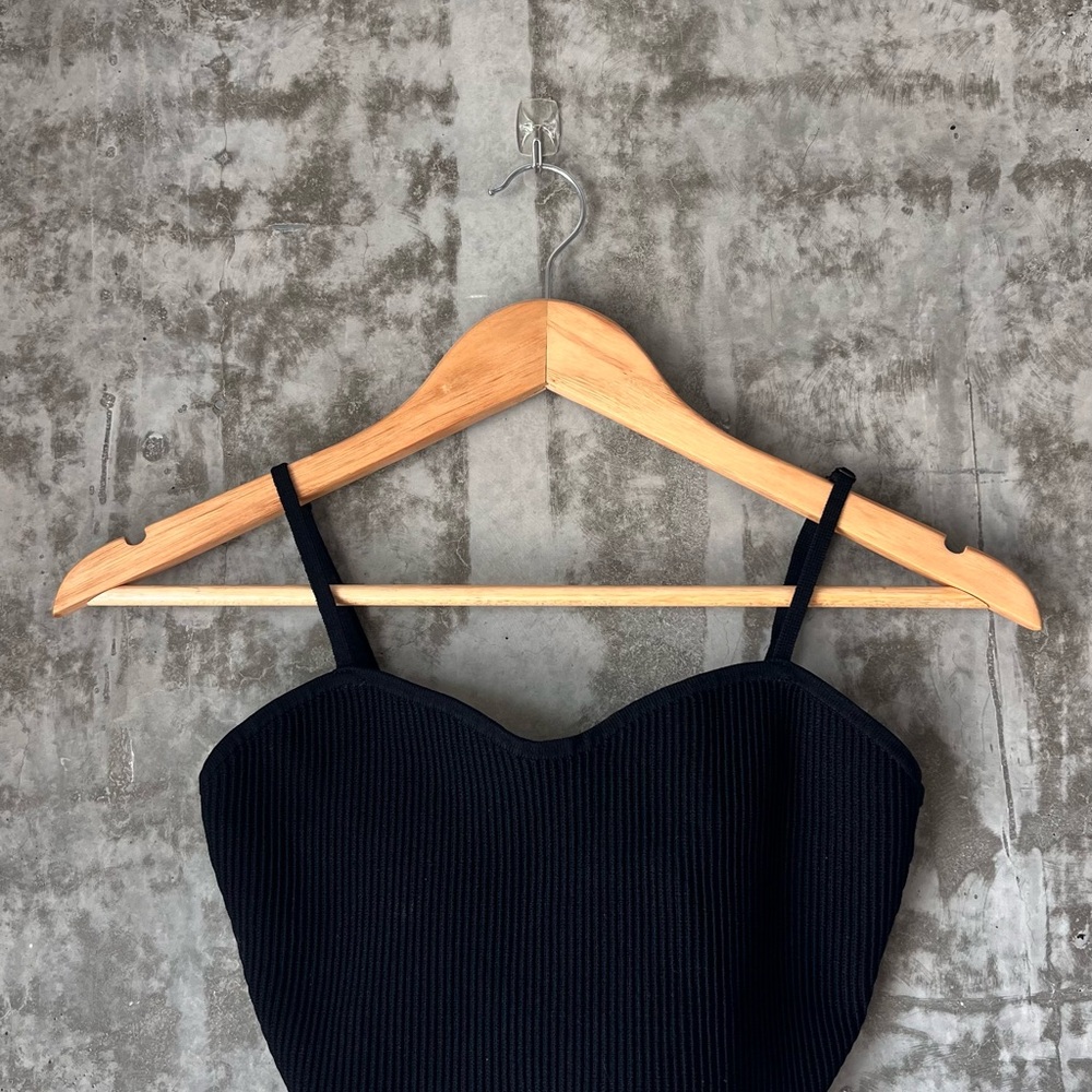 Elegant Black Ribbed Women's Top